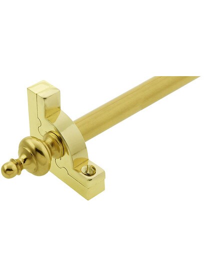 28.5 inch Sovereign Urn Tip Stair Rod - 1/2 inch Diameter Brass With Standard Brackets in Polished Brass Finish